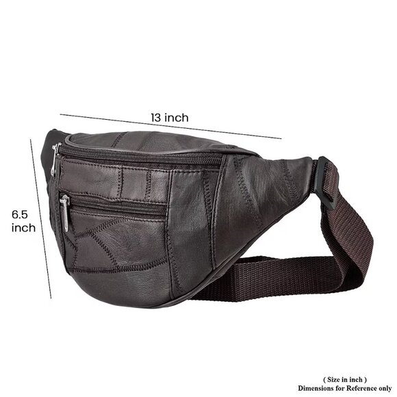 Royal Brown Genuine Patch Leather Duffle Bag with Shoulder Strap and Fanny Pack - Picture 3 of 6